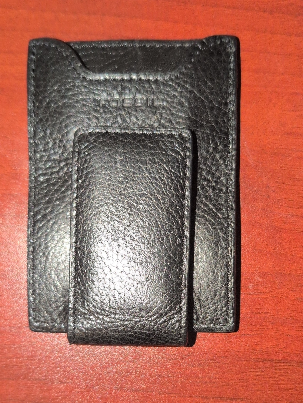 Fossil Black Leather Money Clip Card Holder